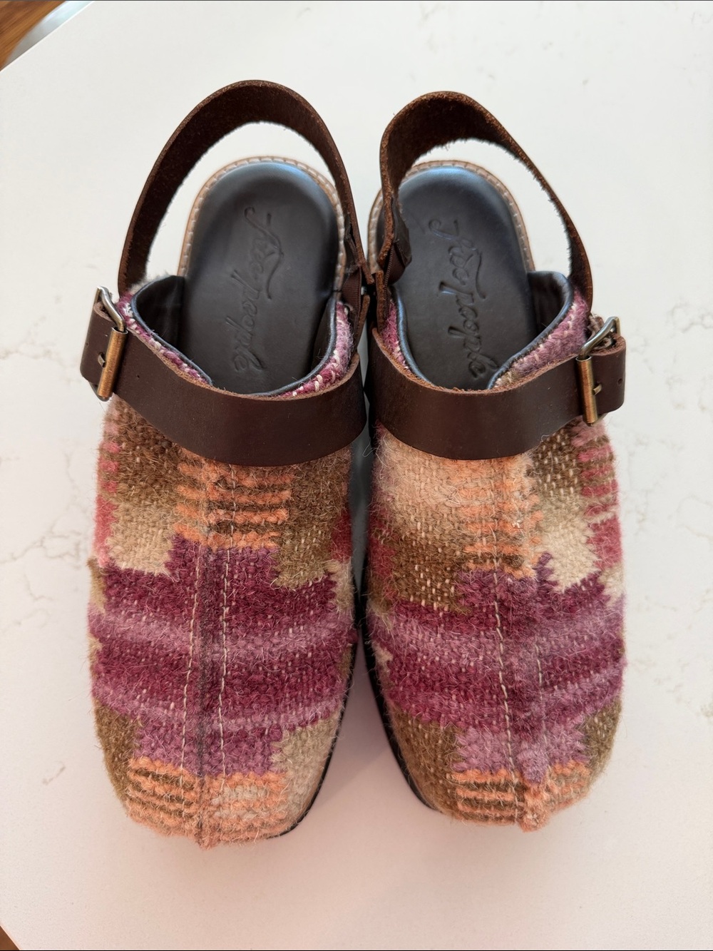 Free People Multicolor Woven Slingback Clogs - Brown Strap